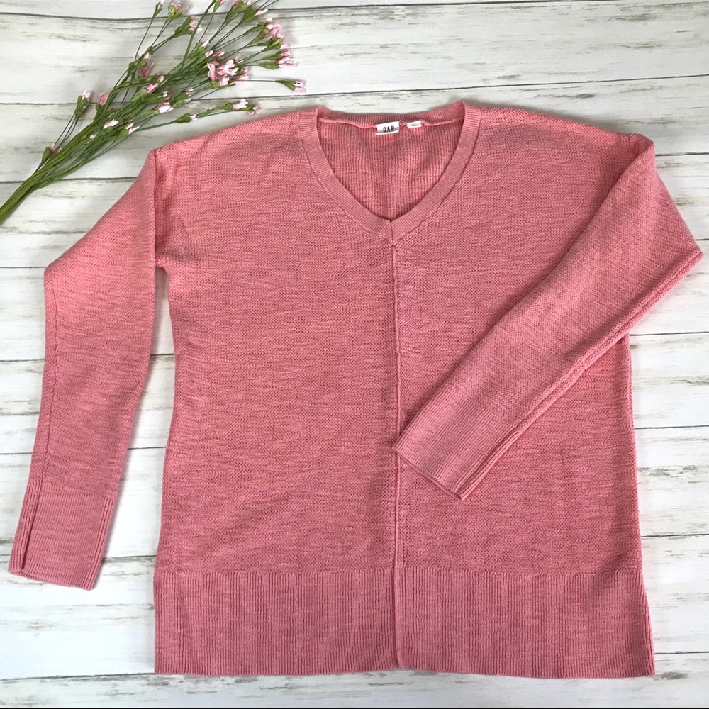 GAP Cotton V-Neck Spring Pink Sweater